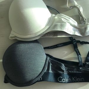 2 Calvin Klein Bras (white and blue)